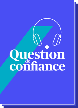 Question de confiance - un casque sur un fon bleu