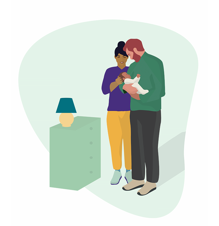 Des icons de parents tenant leur bébé dans les bras