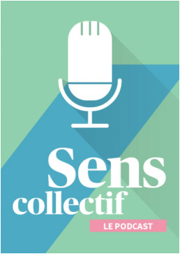 Sens collectif le podcast - un microphone sur fond vert