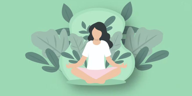 Illustration d'une femme faisant du yoga pour son bien-être physique et mental